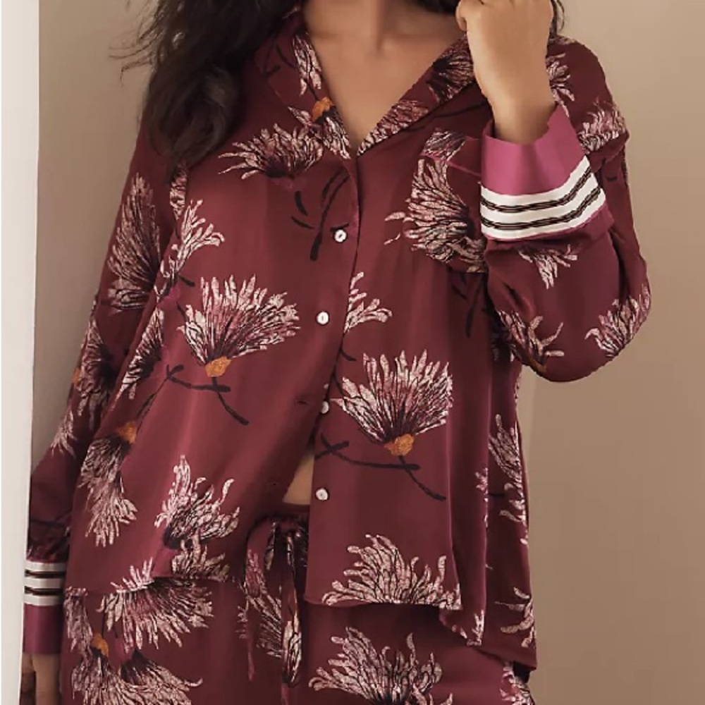Anthropologie Mulberry Beyond the Gates Jen Jacob Floral Pajama Shirt Women's XS